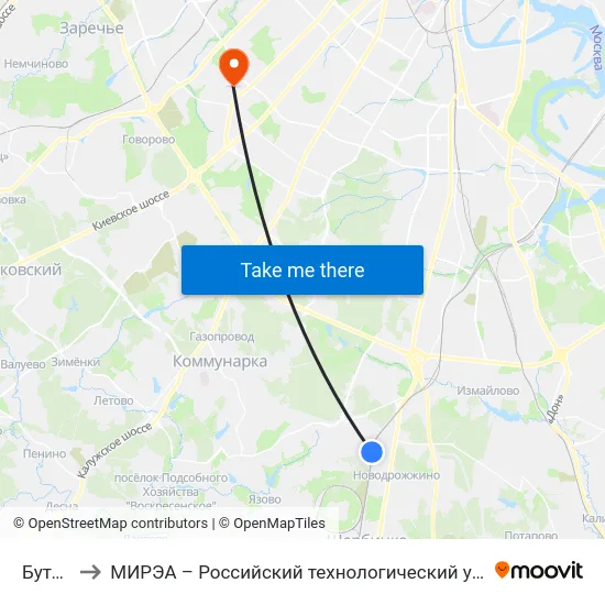 Бутово to МИРЭА – Российский технологический университет map