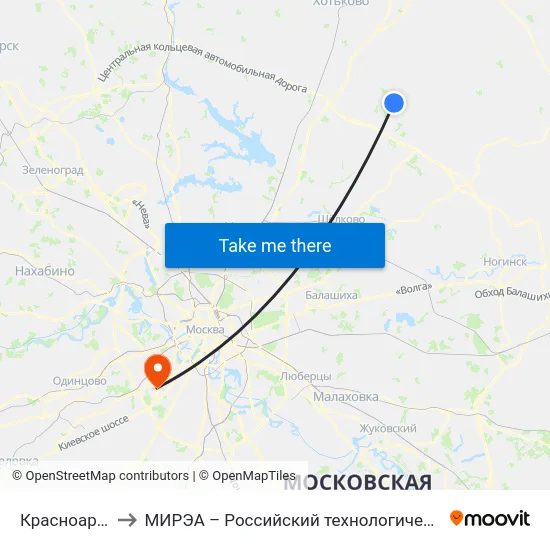 Красноармейск to МИРЭА – Российский технологический университет map