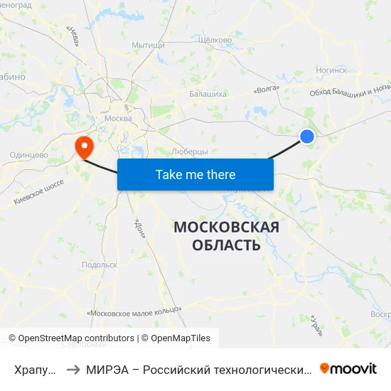 Храпуново to МИРЭА – Российский технологический университет map