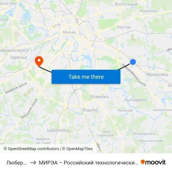 Люберцы-1 to МИРЭА – Российский технологический университет map