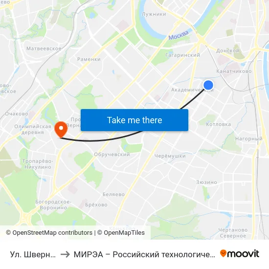 Ул. Шверника, 10 to МИРЭА – Российский технологический университет map