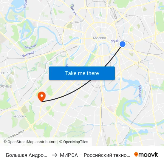Большая Андроньевская Улица to МИРЭА – Российский технологический университет map
