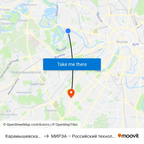 Карамышевская Набережная to МИРЭА – Российский технологический университет map