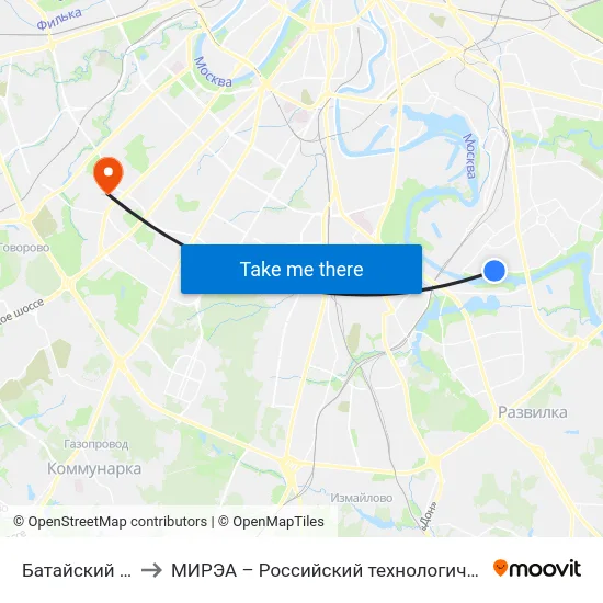 Батайский Проезд to МИРЭА – Российский технологический университет map