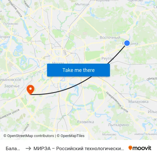 Балашиха to МИРЭА – Российский технологический университет map