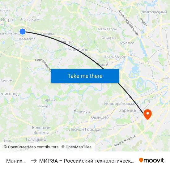 Манихино-1 to МИРЭА – Российский технологический университет map