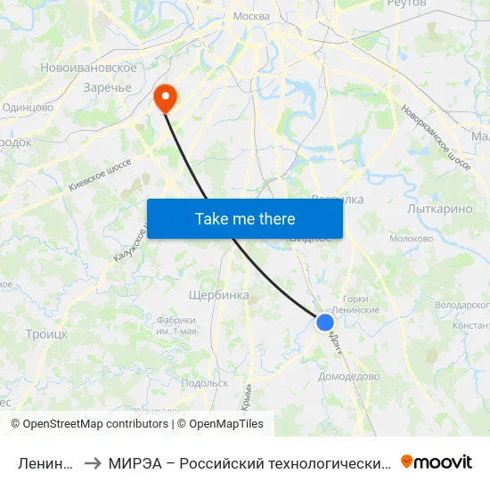 Ленинская to МИРЭА – Российский технологический университет map