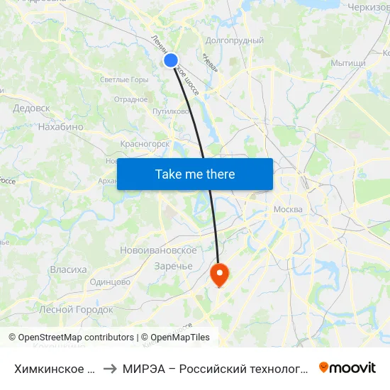 Химкинское кладбище to МИРЭА – Российский технологический университет map