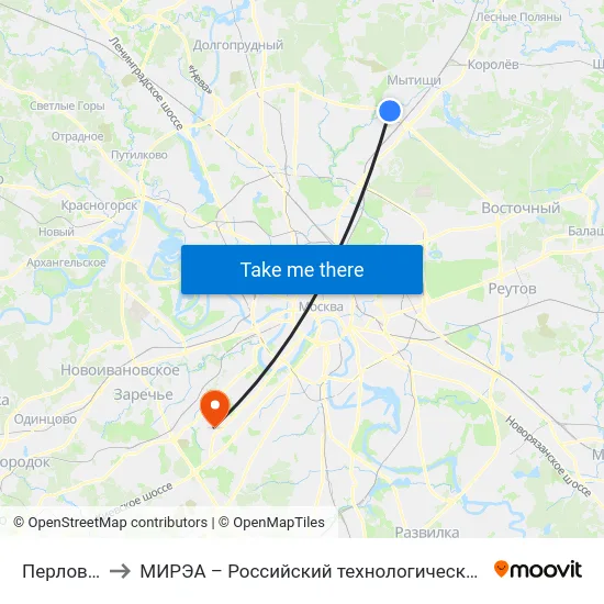 Перловская to МИРЭА – Российский технологический университет map