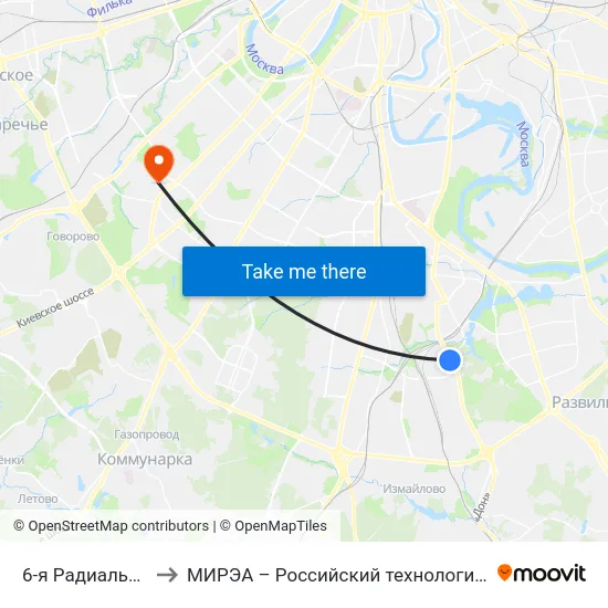 6-я Радиальная улица to МИРЭА – Российский технологический университет map