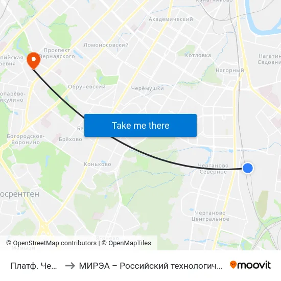 Платф. Чертаново to МИРЭА – Российский технологический университет map