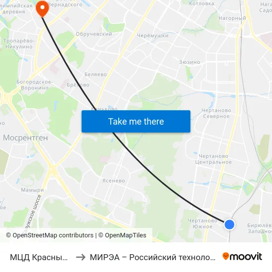 МЦД Красный Строитель to МИРЭА – Российский технологический университет map