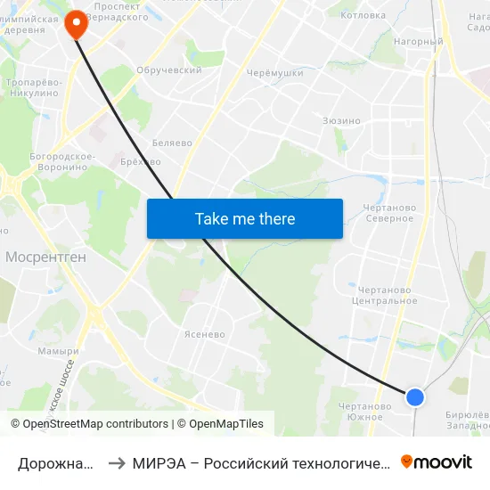 Дорожная улица to МИРЭА – Российский технологический университет map