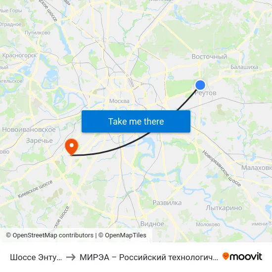 Шоссе Энтузиастов to МИРЭА – Российский технологический университет map