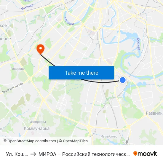 Ул. Кошкина to МИРЭА – Российский технологический университет map
