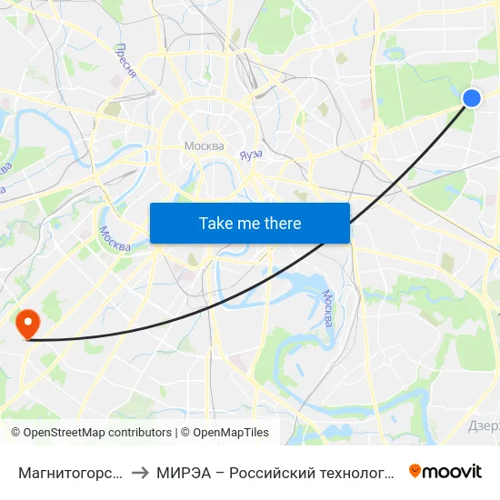 Магнитогорская улица to МИРЭА – Российский технологический университет map