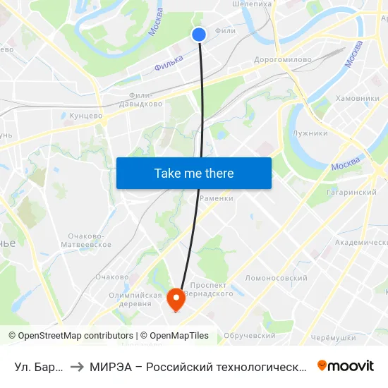 Ул. Барклая to МИРЭА – Российский технологический университет map