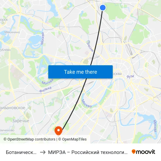 Ботаническая ул., 33 to МИРЭА – Российский технологический университет map