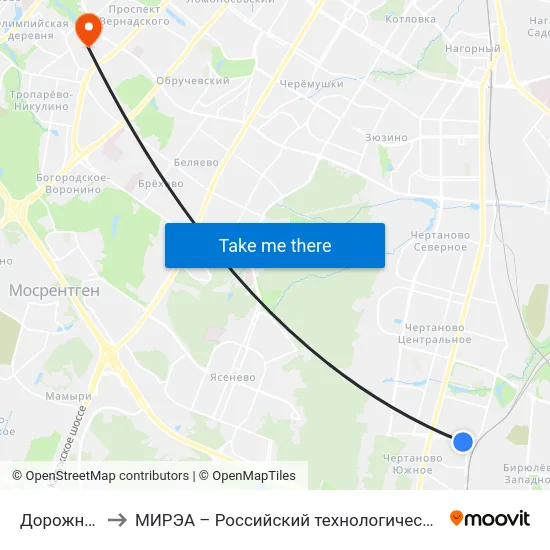 Дорожная ул. to МИРЭА – Российский технологический университет map