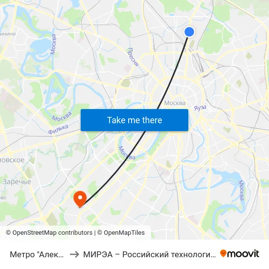 Метро "Алексеевская" to МИРЭА – Российский технологический университет map
