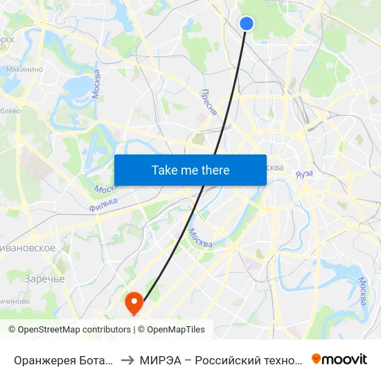 Оранжерея Ботанического сада to МИРЭА – Российский технологический университет map