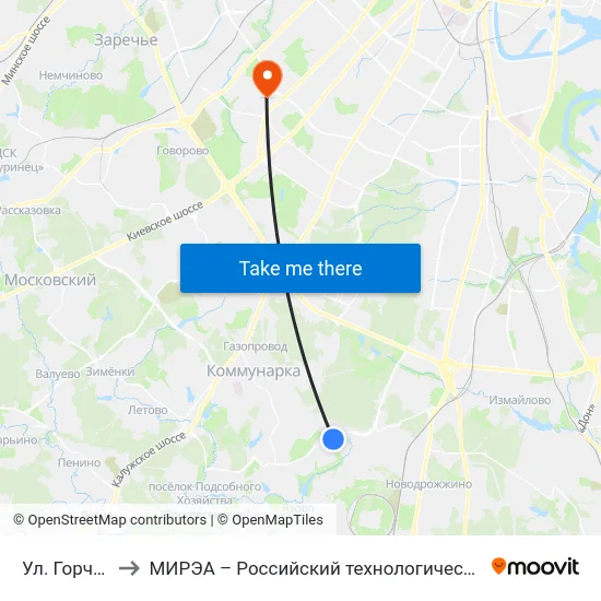 Ул. Горчакова to МИРЭА – Российский технологический университет map