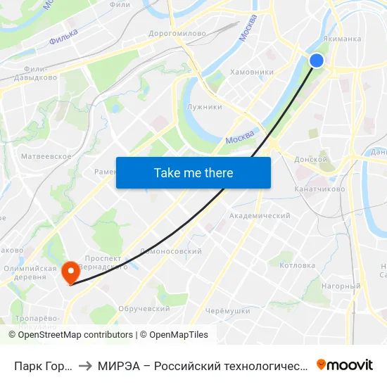 Парк Горького to МИРЭА – Российский технологический университет map