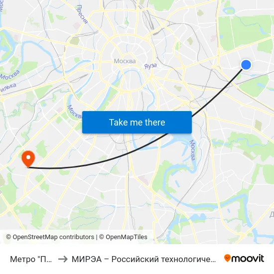 Метро "Перово" to МИРЭА – Российский технологический университет map