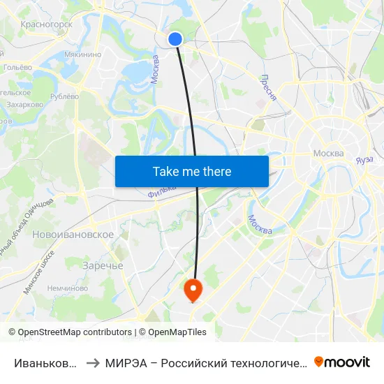 Иваньковское ш. to МИРЭА – Российский технологический университет map