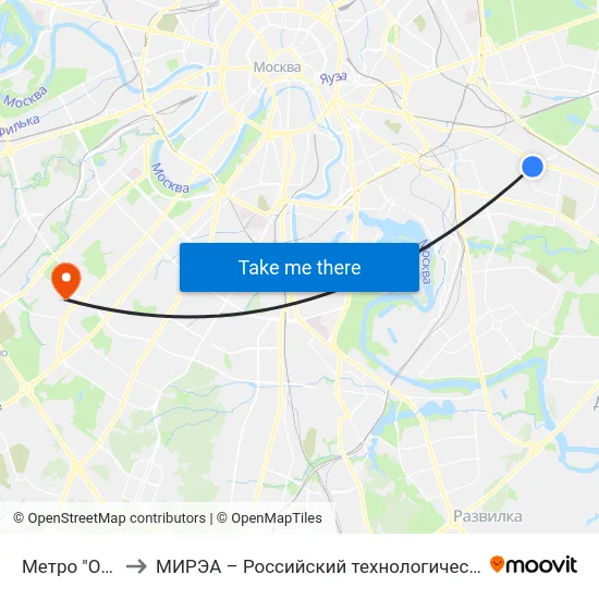 Метро "Окская" to МИРЭА – Российский технологический университет map