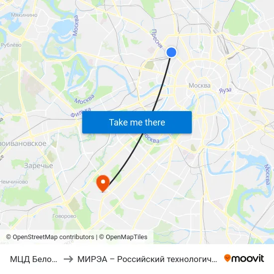 МЦД Белорусская to МИРЭА – Российский технологический университет map