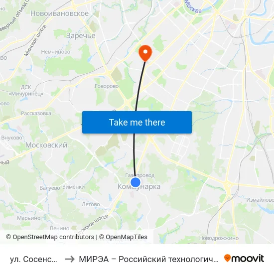 ул. Сосенский стан to МИРЭА – Российский технологический университет map