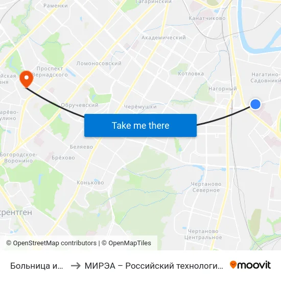 Больница им. Юдина to МИРЭА – Российский технологический университет map