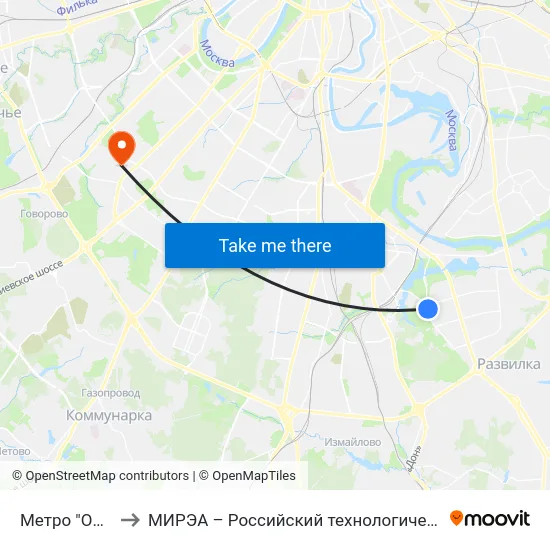 Метро "Орехово" to МИРЭА – Российский технологический университет map