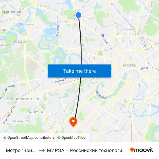 Метро "Войковская" to МИРЭА – Российский технологический университет map