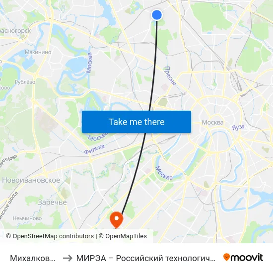 Михалковская ул. to МИРЭА – Российский технологический университет map