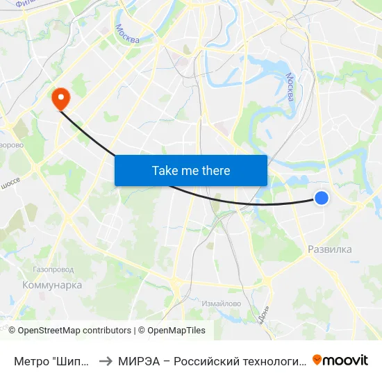 Метро "Шипиловская" to МИРЭА – Российский технологический университет map