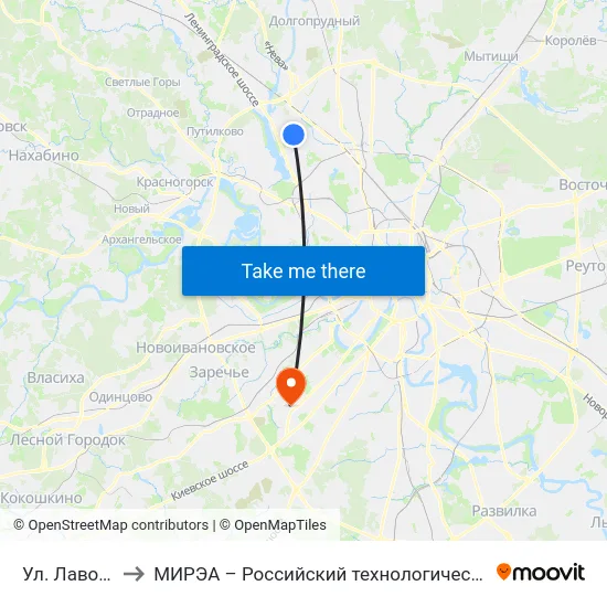 Ул. Лавочкина to МИРЭА – Российский технологический университет map