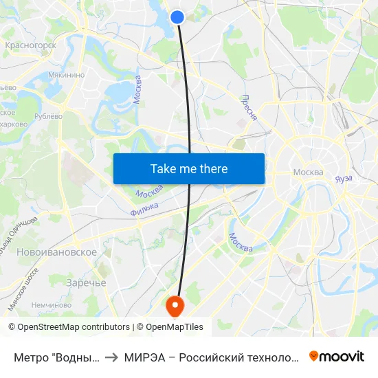 Метро "Водный Стадион" to МИРЭА – Российский технологический университет map