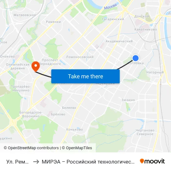 Ул. Ремизова to МИРЭА – Российский технологический университет map