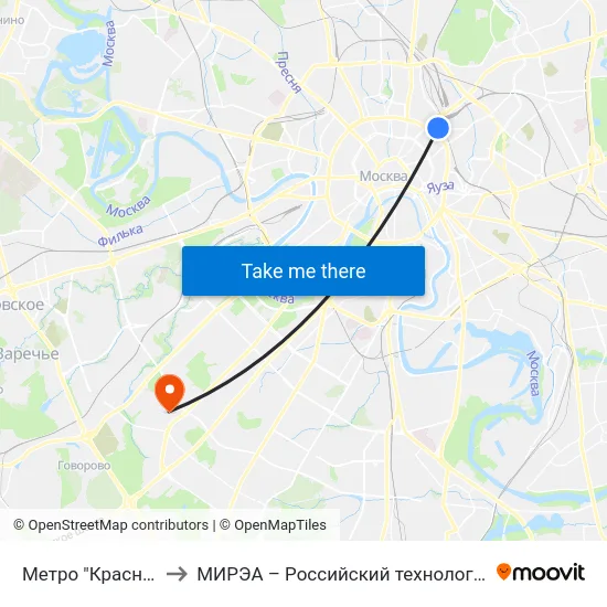 Метро "Красные ворота" to МИРЭА – Российский технологический университет map