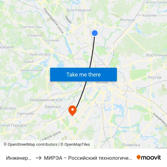 Инженерная ул. to МИРЭА – Российский технологический университет map