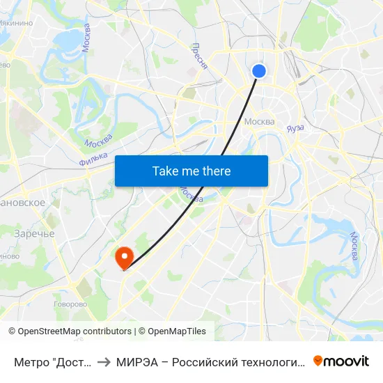 Метро "Достоевская" to МИРЭА – Российский технологический университет map