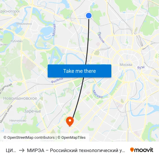 ЦИТО to МИРЭА – Российский технологический университет map
