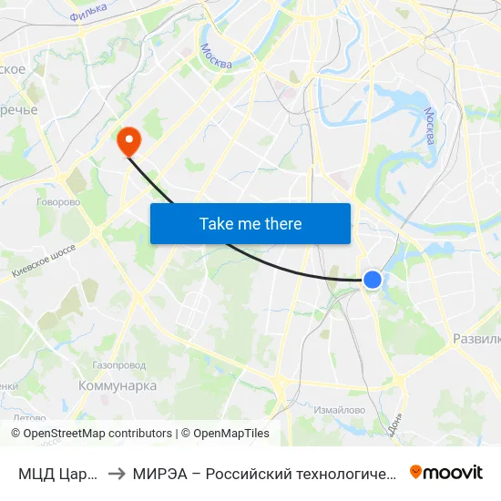 МЦД Царицыно to МИРЭА – Российский технологический университет map