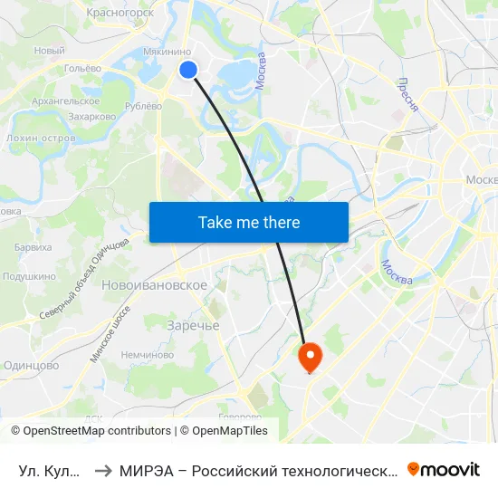 Ул. Кулакова to МИРЭА – Российский технологический университет map