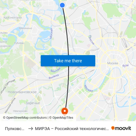 Пулковская ул. to МИРЭА – Российский технологический университет map
