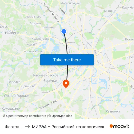 Флотская ул. to МИРЭА – Российский технологический университет map