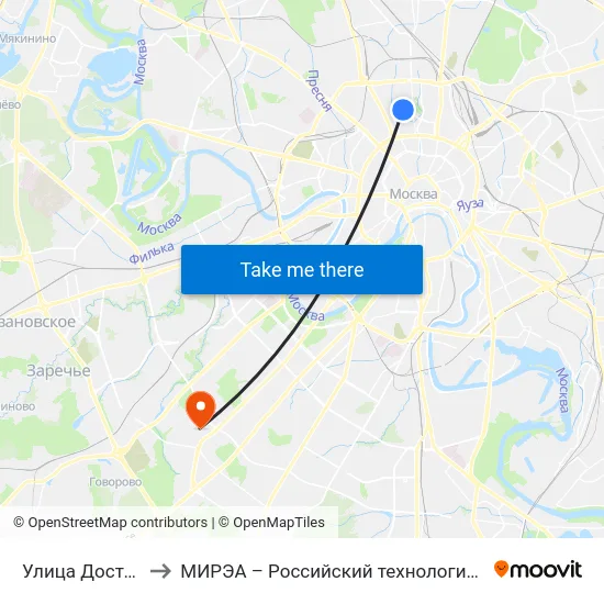 Улица Достоевского to МИРЭА – Российский технологический университет map