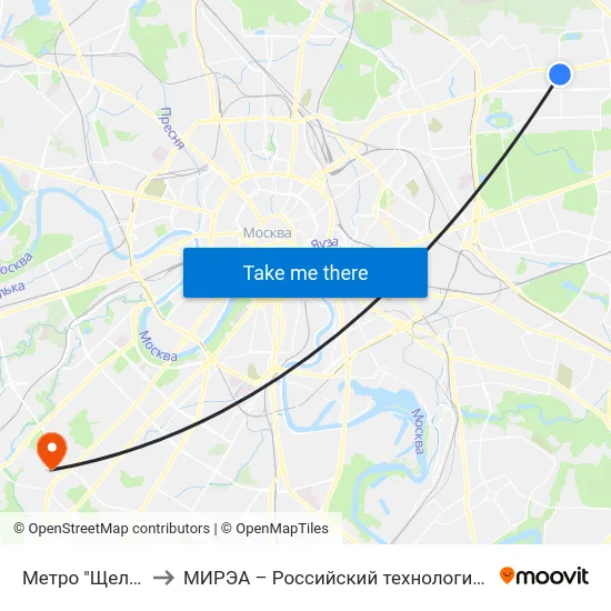 Метро "Щелковская" to МИРЭА – Российский технологический университет map